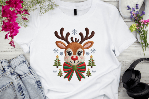 Review: Cute Reindeer Face with Bow Embroidery for Holiday Sales