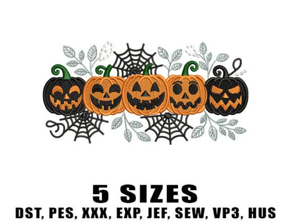 Review: Pumpkin Faces with Webs Embroidery Design