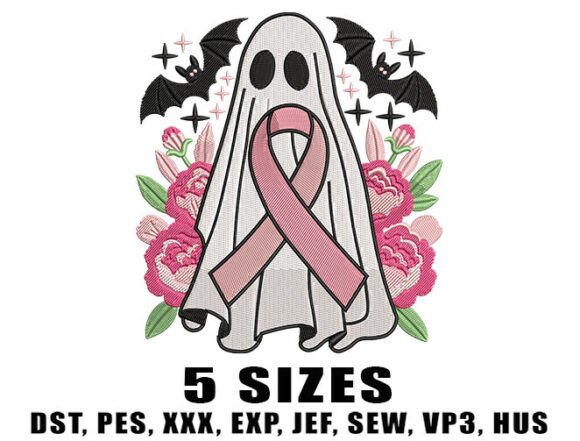 Review: Support Cancer Ghost Embroidery Design for Holiday Sales